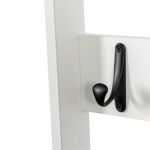 English Elm 2-in-1 Wood Coat Rack Nightstand with Drawer & Hooks — Freestanding Bedroom Entryway Organizer W331P280719