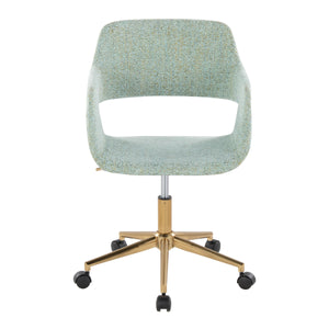 English Elm Margarite Contemporary Task Chair - Chic Light Green Fabric & Gold Metal Base For Home Office Style B202P223905