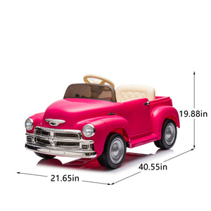 English Elm 12v Chevrolet 3100 Licensed Vintage Pickup Ride on Truck with Led Lights and Parent Remote Pink W1578P214161