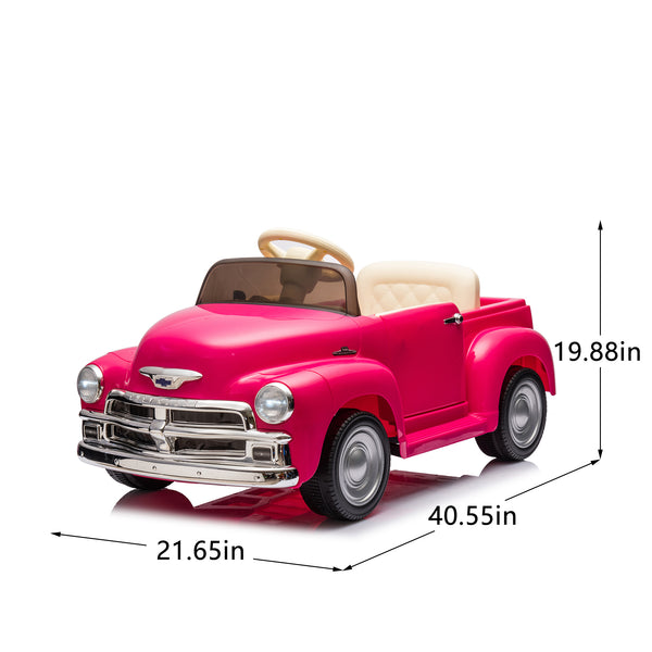 English Elm 12v Chevrolet 3100 Licensed Vintage Pickup Ride on Truck with Led Lights and Parent Remote Pink W1578P214161