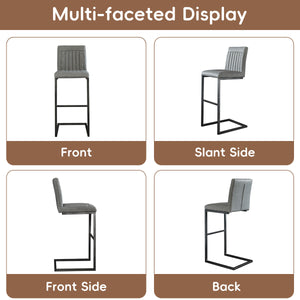 English Elm Faux Leather Counter Stools Set of Two Ergonomic Curved Back Metal Frame Kitchen Seating W5096P400662