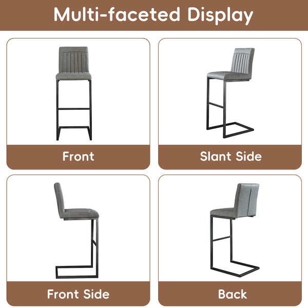 English Elm Faux Leather Counter Stools Set of Two Ergonomic Curved Back Metal Frame Kitchen Seating W5096P400662