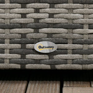 English Elm Outsunny 113 Gallon Waterproof Rattan Deck Box For Outdoor Storage, Cushions, Tools & More! W2225P217537-GIGA