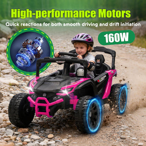 English Elm 24v Kids Utv Ride on with Dual 80w Motors Remote Control and Four Wheel Suspension Pink W1578P342131