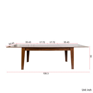 English Elm Dining Extendable Table 106.5" Long Family Dining Table for Small Spaces Melamine Woodgrain Top Walnut W331S00180