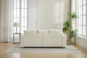 English Elm Modern Sectional Couch - Cozy 2-Piece Corduroy Slipcovers With Throw Pillows For Stylish Living Spaces W2915S00030