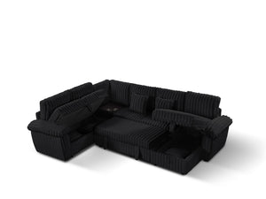 English Elm 103-inch U-shaped Corduroy Sectional with Sleeper Storage and Built-in Corner Table W2564S00140
