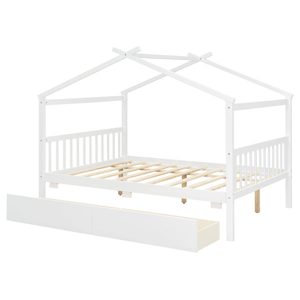 English Elm Twin House Bed Solid Pine Kids Cottage Frame with Storage Drawers Imaginative Room N708P309247K