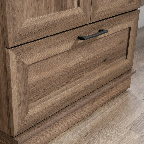 English Elm Wardrobe/Storage Brown Finish Engineered Wood Closet with Adjustable Shelves, Rod & Smooth Drawer (71.3") B356P402764