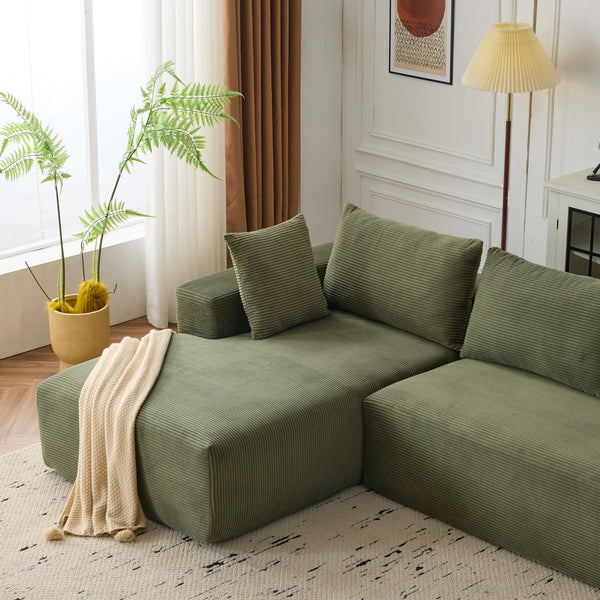 English Elm 108*68 Inch Extra Large Modular Cloud Sofa For 4 – Luxurious Green Corduroy, No Assembly Needed! W1829S00050