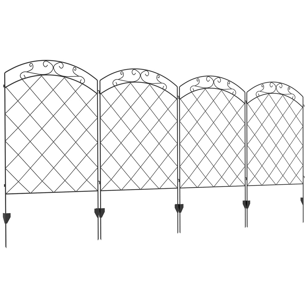 English Elm Outsunny Steel Garden Fence Panels Set of 4 Arched Vine Powder Coated Yard Border W2225P174525