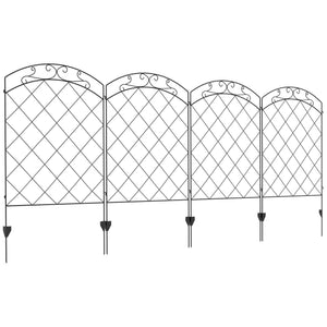 English Elm Outsunny Steel Garden Fence Panels Set of 4 Arched Vine Powder Coated Yard Border W2225P174525
