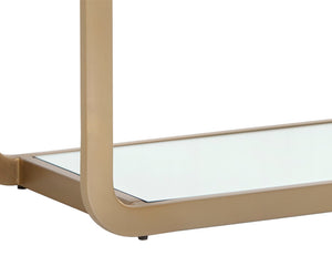 Sunpan Ambretta Bookcase: Elegant Modern Design with Glass Shelves and Mirrored Bottom for Stylish Storage Large - 34W x 15D x 72H