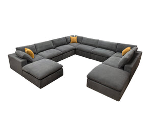 English Elm Coffee Bean Upholstered Modular Sectional with Toss Pillows for Modern Living Rooms B2748S00075
