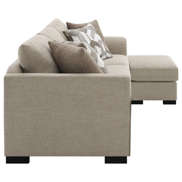 English Elm Pacheco Upholstered Sleeper Sectional with Chaise and Pullout Bed, Patterned Pillows & Sturdy Frame Camel B062P375539