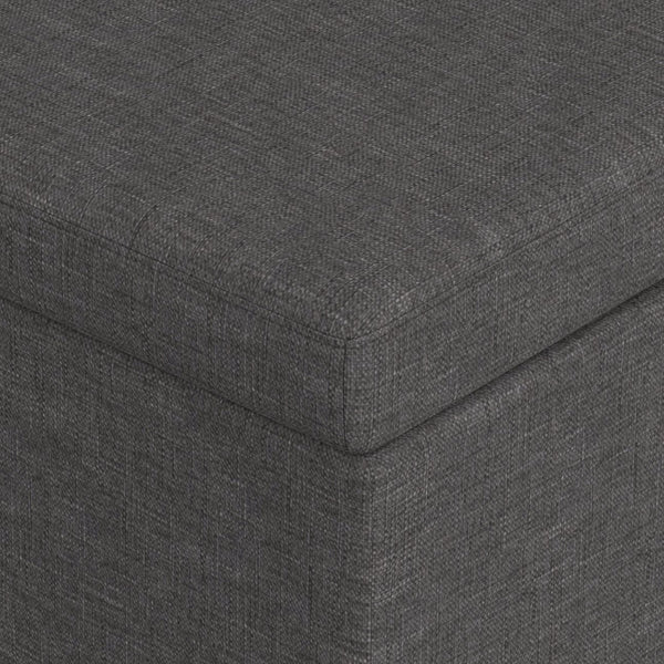 English Elm Lincoln Extra Large Storage Ottoman Bench with Slate Gray Linen, Solid Wood, Hidden Storage & Seating B2732P253621