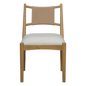 English Elm Upholstered Linen Dining Chairs Set of 2 Rubberwood Mid-century Woven Paper Rope Back Beige,Light Brown,Natural N776P385751B