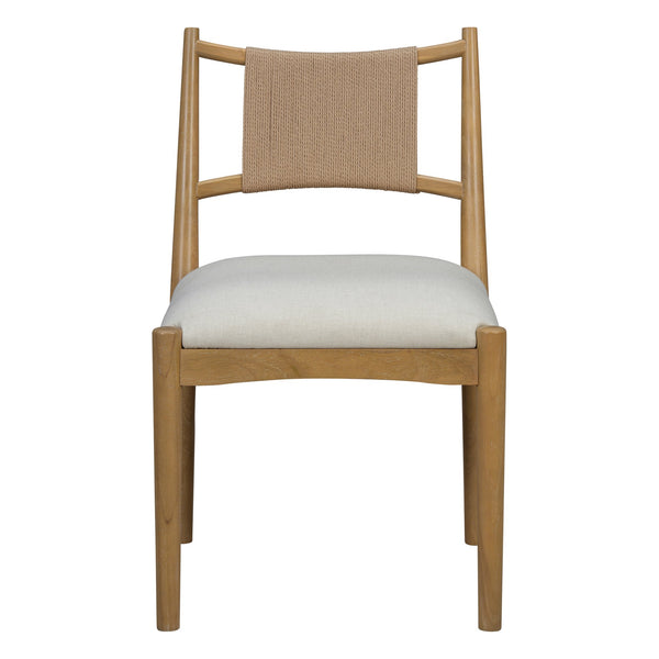 English Elm Upholstered Linen Dining Chairs Set of 2 Rubberwood Mid-century Woven Paper Rope Back Beige,Light Brown,Natural N776P385751B