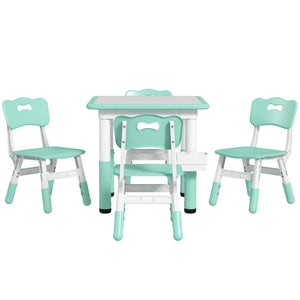 English Elm Qaba Kids Table And Chair Set - Adjustable 5-Piece Toddler Furniture With Storage, Easy Clean! W2225P217317-GIGA