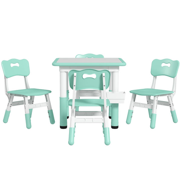 English Elm Qaba Kids Table And Chair Set - Adjustable 5-Piece Toddler Furniture With Storage, Easy Clean! W2225P217317-GIGA