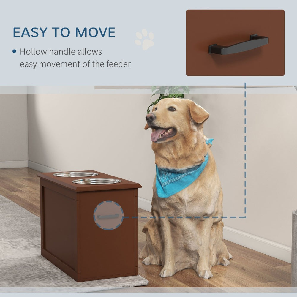 English Elm Pawhut Elevated Pet Feeding Station With Storage & Removable Stainless Steel Bowls For Large Dogs W2225P173803-GIGA