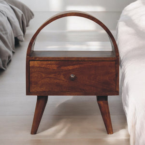 English Elm Chunky Solid Mango Wood Floating Nightstand with Drawer and Open Shelf Organic Warmth B182P263047