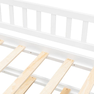English Elm Twin House Bed with Trundle Solid Pine Frame Walnut Kids Bedroom Sleepover N708P357115K