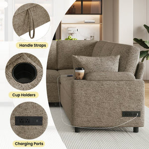 English Elm 101.2" Modular Chenille Sectional Sofa with Tufted Cushions and Deep Seating for Living Room N719S001910D
