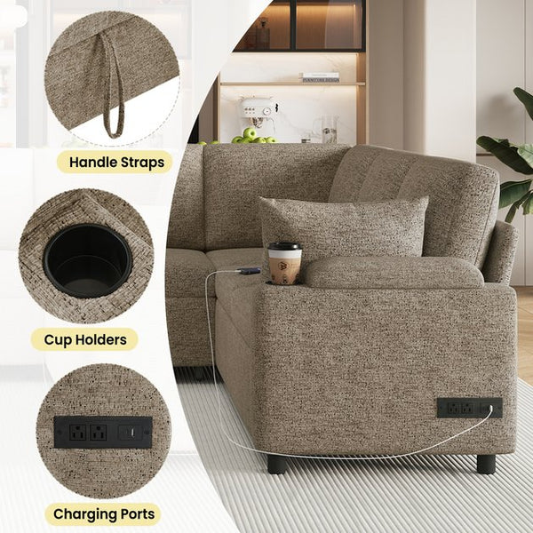 English Elm 101.2" Modular Chenille Sectional Sofa with Tufted Cushions and Deep Seating for Living Room N719S001910D
