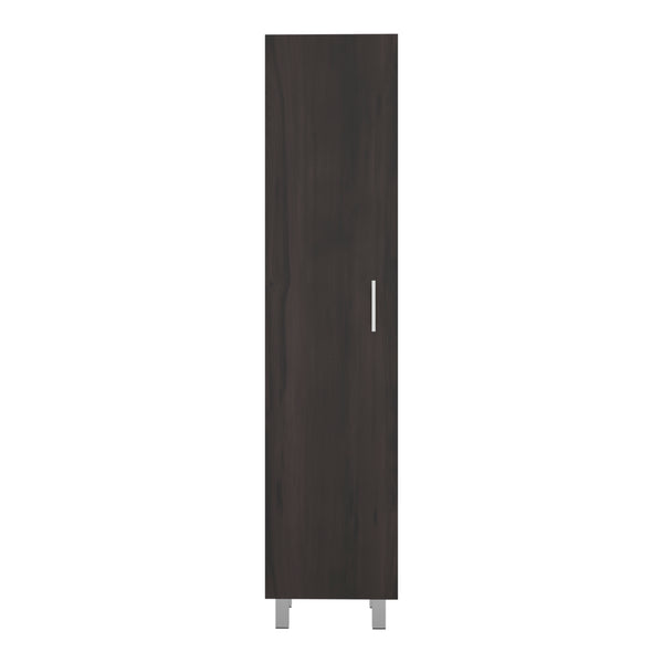 English Elm Vintro Slim Tall Cabinet with Metal Legs Four Interior Shelves for Bedroom Office Dark Oak B200P462884