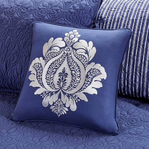 English Elm 6 Piece Reversible Daybed Cover Set with Quilted Stitch Texture, Antimicrobial Protection, Cottage Charm Navy 17.72 L x 15.75 W x 8.66 H B03597505