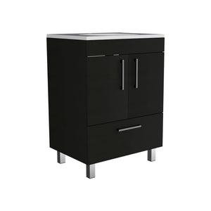 English Elm Othello Single Bathroom Vanity with Four Leg Base Double Door Cabinet Storage B128S00217
