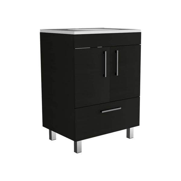 English Elm Othello Single Bathroom Vanity with Four Leg Base Double Door Cabinet Storage B128S00217