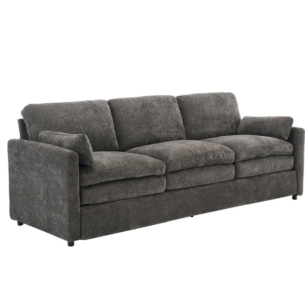 English Elm 101.2" Modular Chenille Sectional Sofa with Tufted Cushions and Deep Seating for Living Room Grey N719S001922E