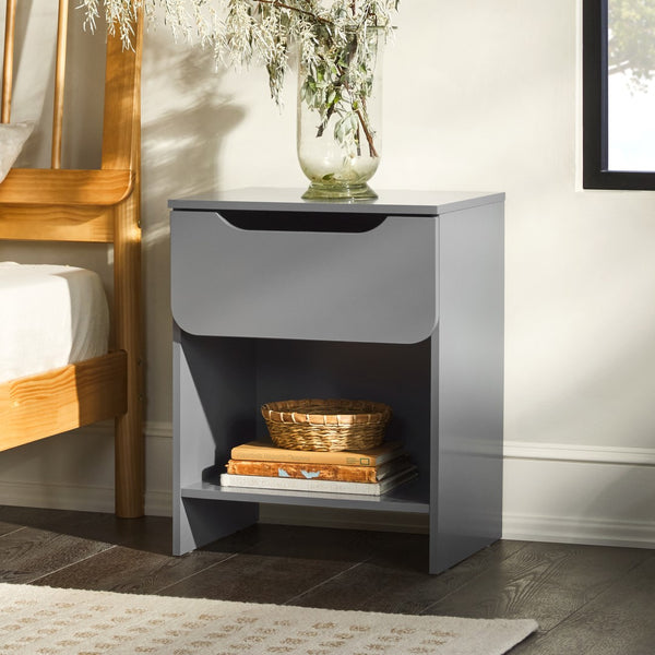 Domm Modern Scandinavian Nightstand with Open Cubby, Sleek Design & Quick 30-Minute Assembly