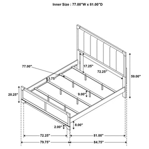 English Elm Pierce Eastern King Panel Bed with Led Lighting and Gloss Diamond Embossed Headboard B062S01539