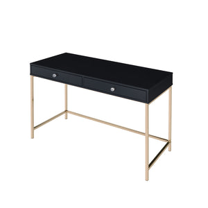 English Elm Rectangular Desk with Sleek Metal Frame and Durable Rectangular Top for Modern Home Office Workspaces Black,Gold B016P329808