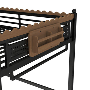 English Elm Full Size Metal Loft Bed with Built-in Shelving for Teen or Studio Bedroom W1580S00381