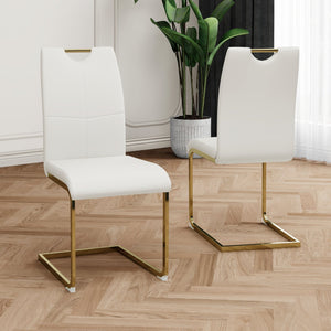 English Elm Modern Faux Leather Dining Side Chairs with Chrome Legs Ergonomic Set of 2 W210127292