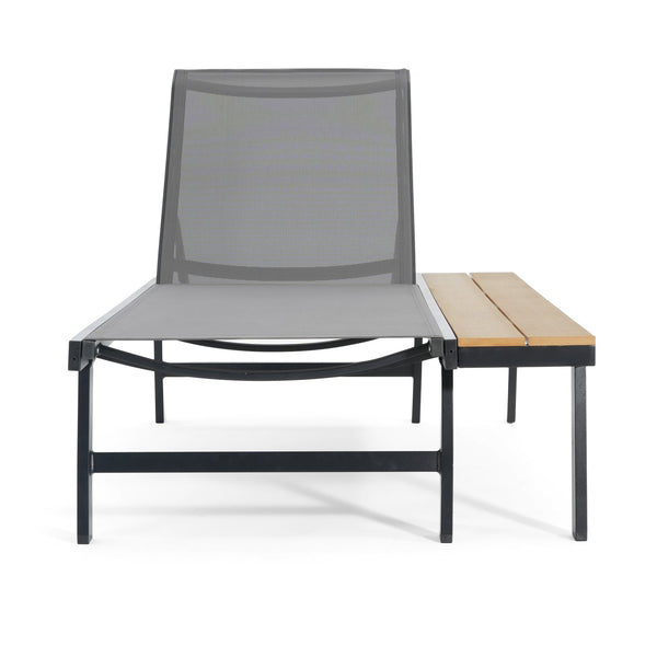 English Elm Christopher Knight Home® - Waterloo Chaise Lounge With Wood Side Table – Outdoor Recliner, 5-Position Adjustable Comfort! N775P210087B