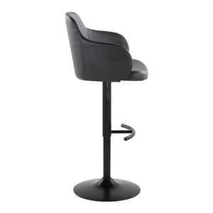 English Elm Boyne Adjustable Barstool Set Of 2 - Modern Swivel Design In Black Faux Leather & Sturdy Metal Base B202S00744