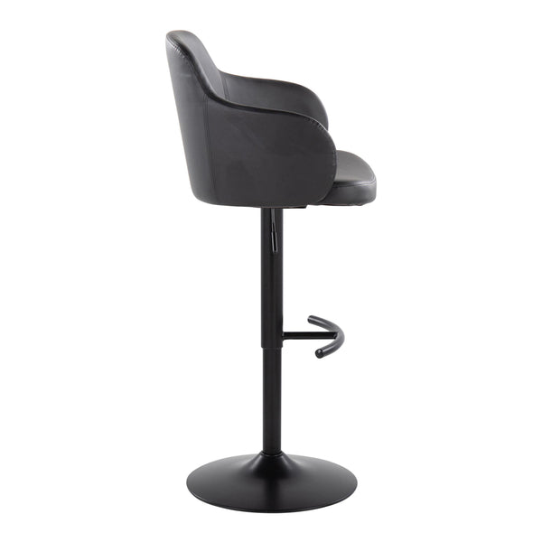 English Elm Boyne Adjustable Barstool Set Of 2 - Modern Swivel Design In Black Faux Leather & Sturdy Metal Base B202S00744