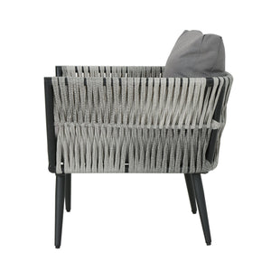 English Elm Oceanus Outdoor Club Chair Aluminum Frame Wicker Weave Mid-century Patio Lounge Seat 62734.00DGRY