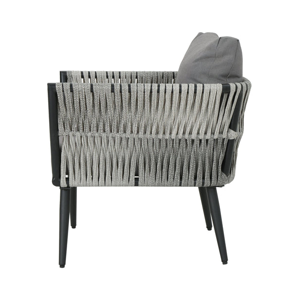 English Elm Oceanus Outdoor Club Chair Aluminum Frame Wicker Weave Mid-century Patio Lounge Seat 62734.00DGRY