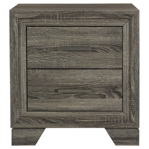 English Elm Funston Brown Oak Nightstand with 2 Drawers, Tapered Legs & Metal Bar Handles for Organized Style B062P375571