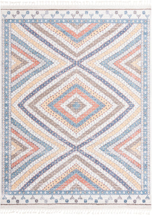 Unique Loom Aramis Rio Machine Made Tribal Rug Blue, Light Blue/Ivory/Light Brown/Terracotta 9' 0" x 12' 2"