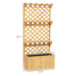 English Elm Wooden Composite Raised Planter Box with Integrated Trellis for Climbing Vines Outdoors T3971P422578