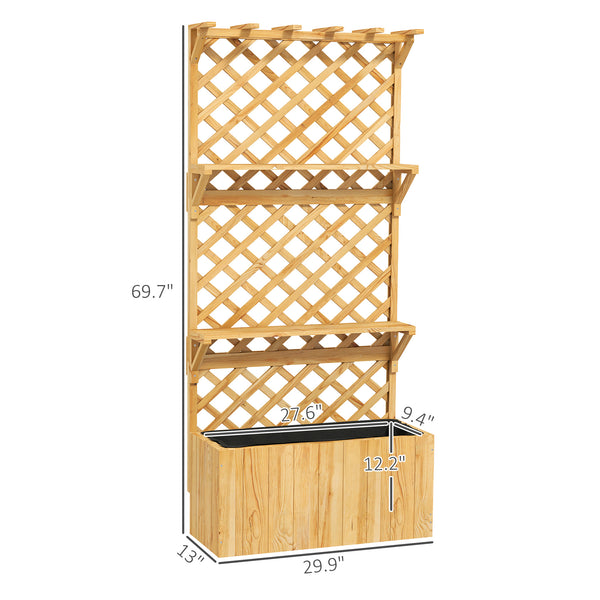 English Elm Wooden Composite Raised Planter Box with Integrated Trellis for Climbing Vines Outdoors T3971P422578