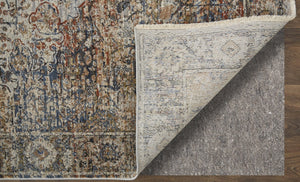 Feizy Rugs Kaia Luxurious Low Pile Area Rug – Soft, Durable Medallion Design Perfect For High Traffic Spaces Tan,Orange,Blue Polypropylene,Viscose,Polyester Kai39gmfmlt000b00