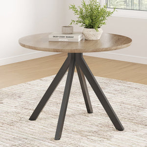 English Elm Dining Table Round Wood Top X Base Mid Century Modern Style Seats Four Compact T3623P411649